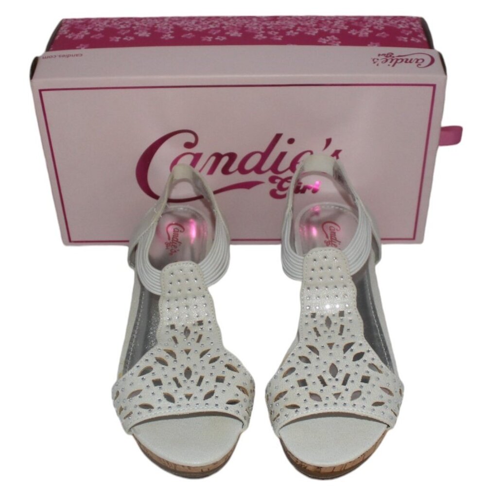 Candies Girls Size 5 Sandals Wedge Heel White Cadarciwhite